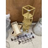 AN ASSORTMENT OF ITEMS TO INCLUDE CANDLE HOLDERS AND PLANT STANDS ETC