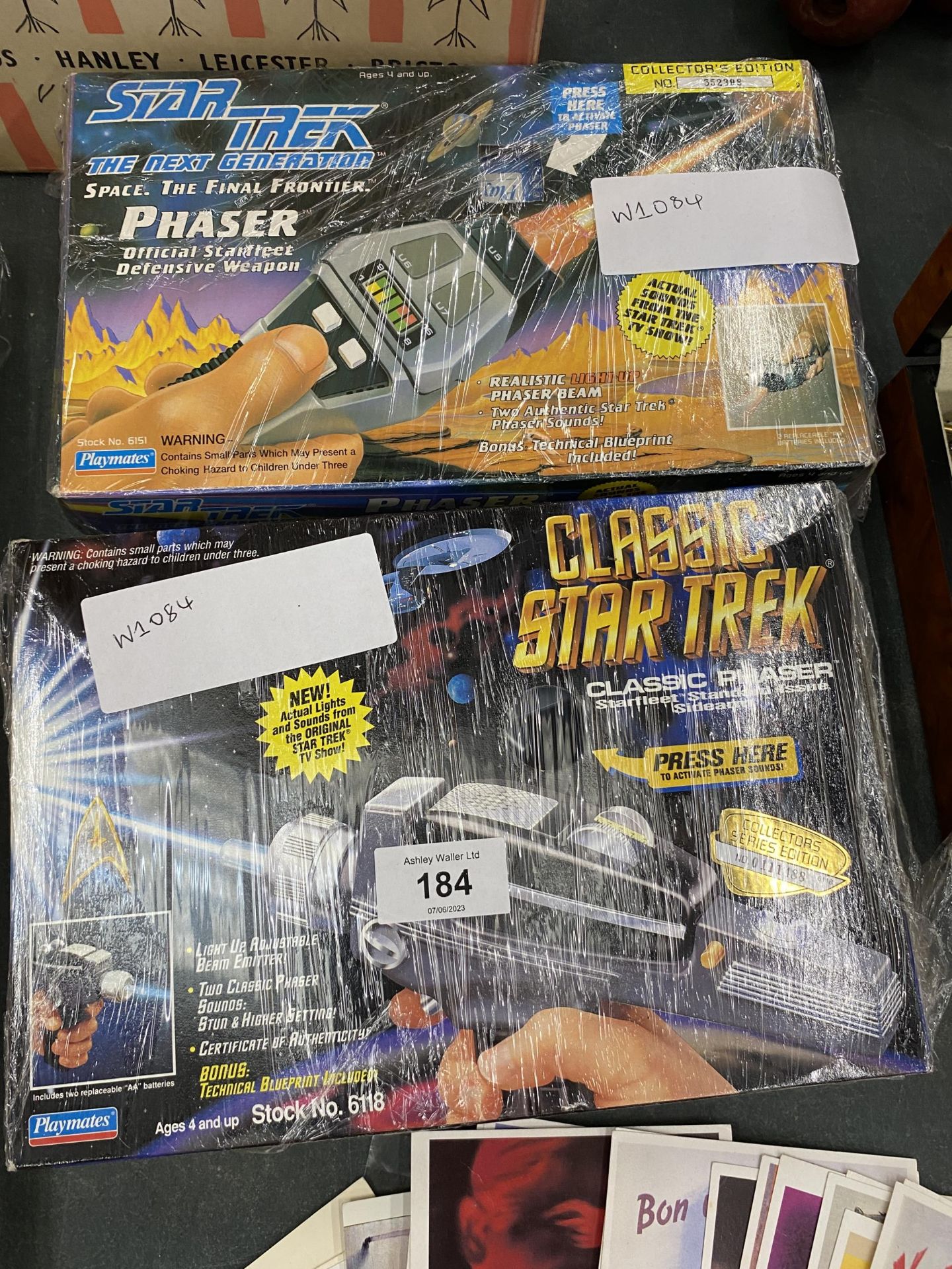 TWO COLLECTOR'S EDITION STAR TREK PHASERS, BOXED - WORKING AT TIME OF CATALOGUING