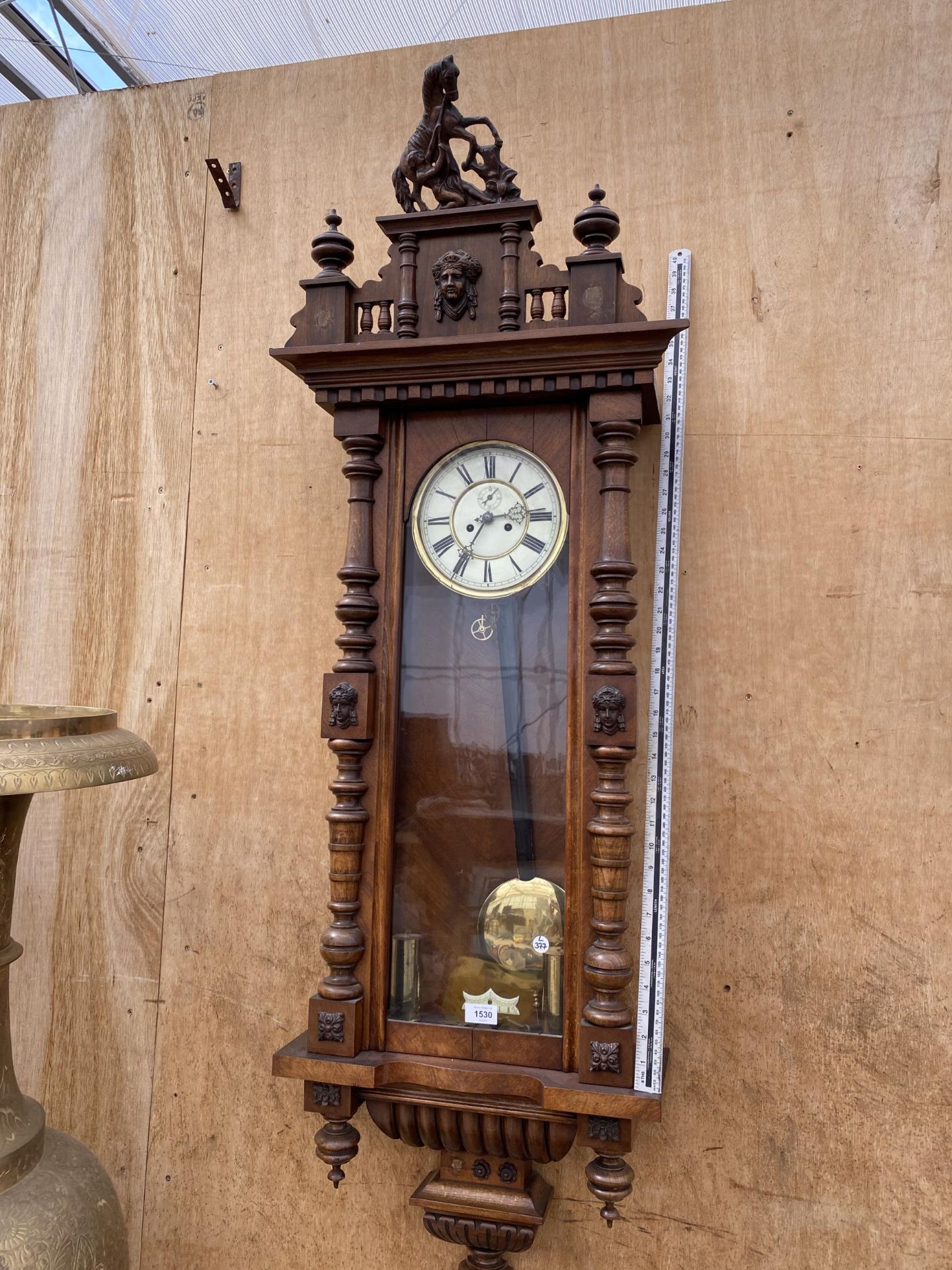 A LARGE OAK CASED VIENNA WALL CLOCK - Image 2 of 6