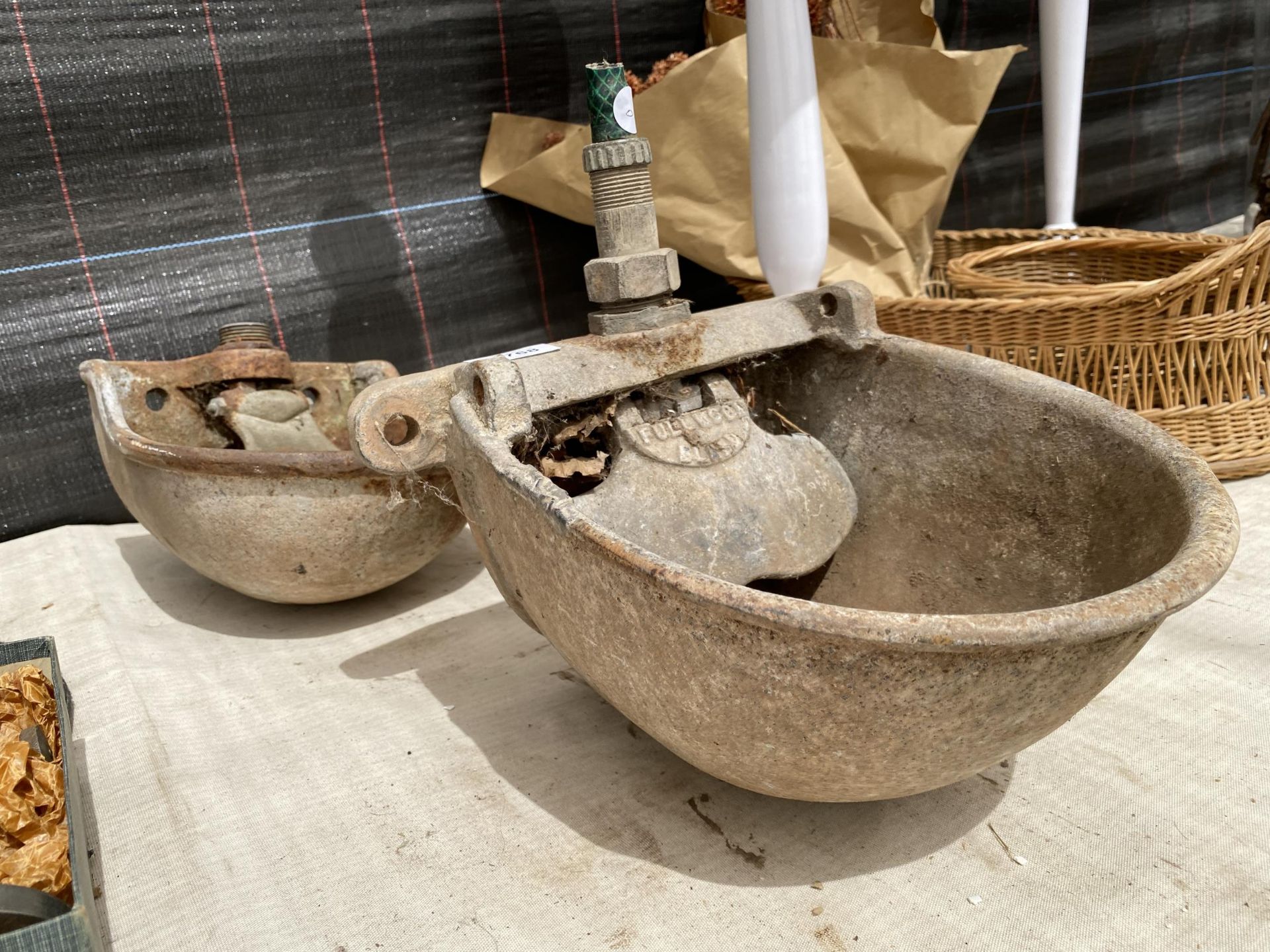 TWO VINTAGE GALVANISED WATER BOWLS - Image 2 of 2