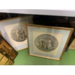 TWO FRAMED CLASSICAL PRINTS 'THE FLIGHT OF PARIS AND HELEN' AND 'JUNO BORROWING THE CESTUS FROM