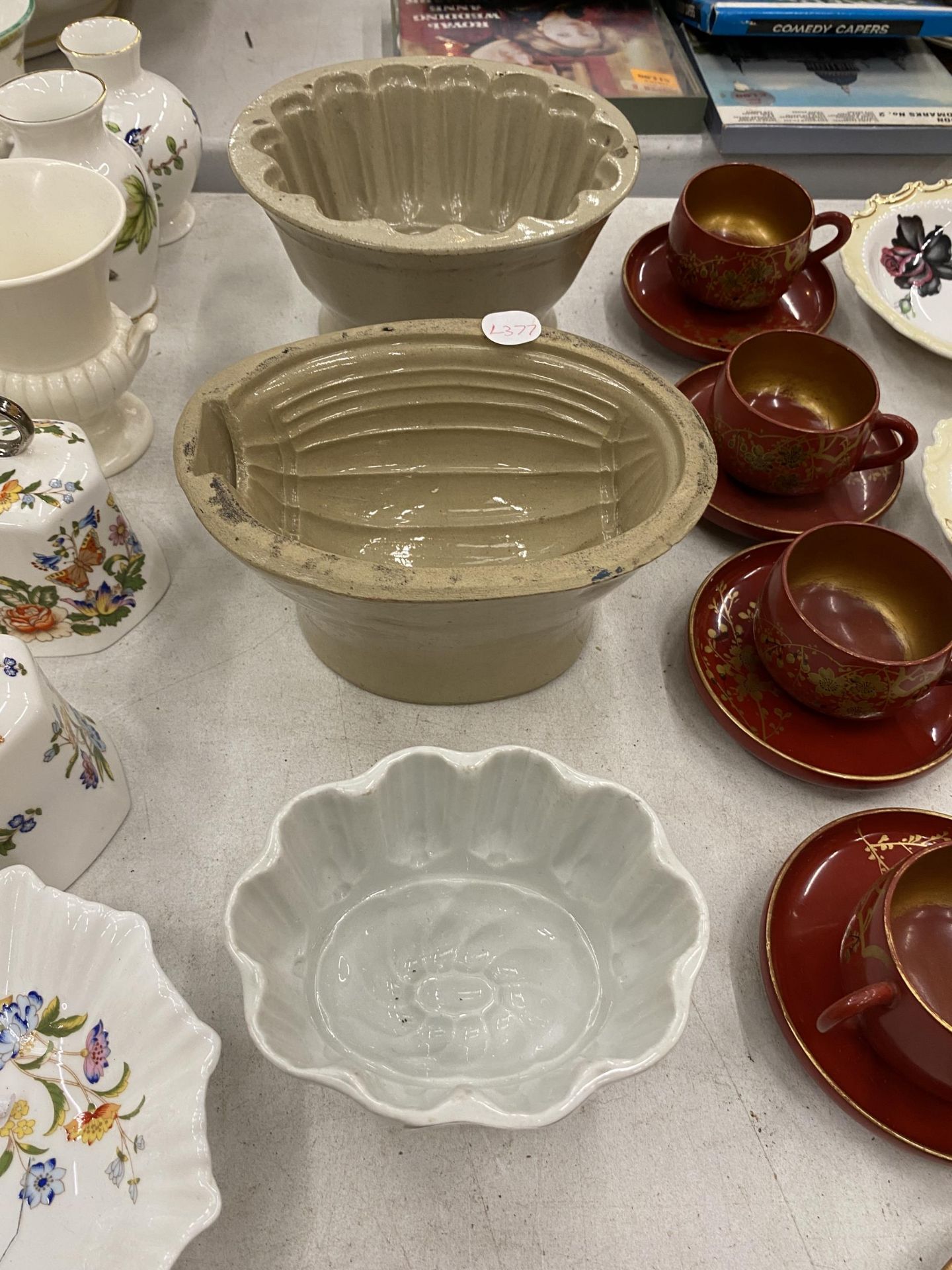 THREE VINTAGE STONEWARE JELLY MOULDS