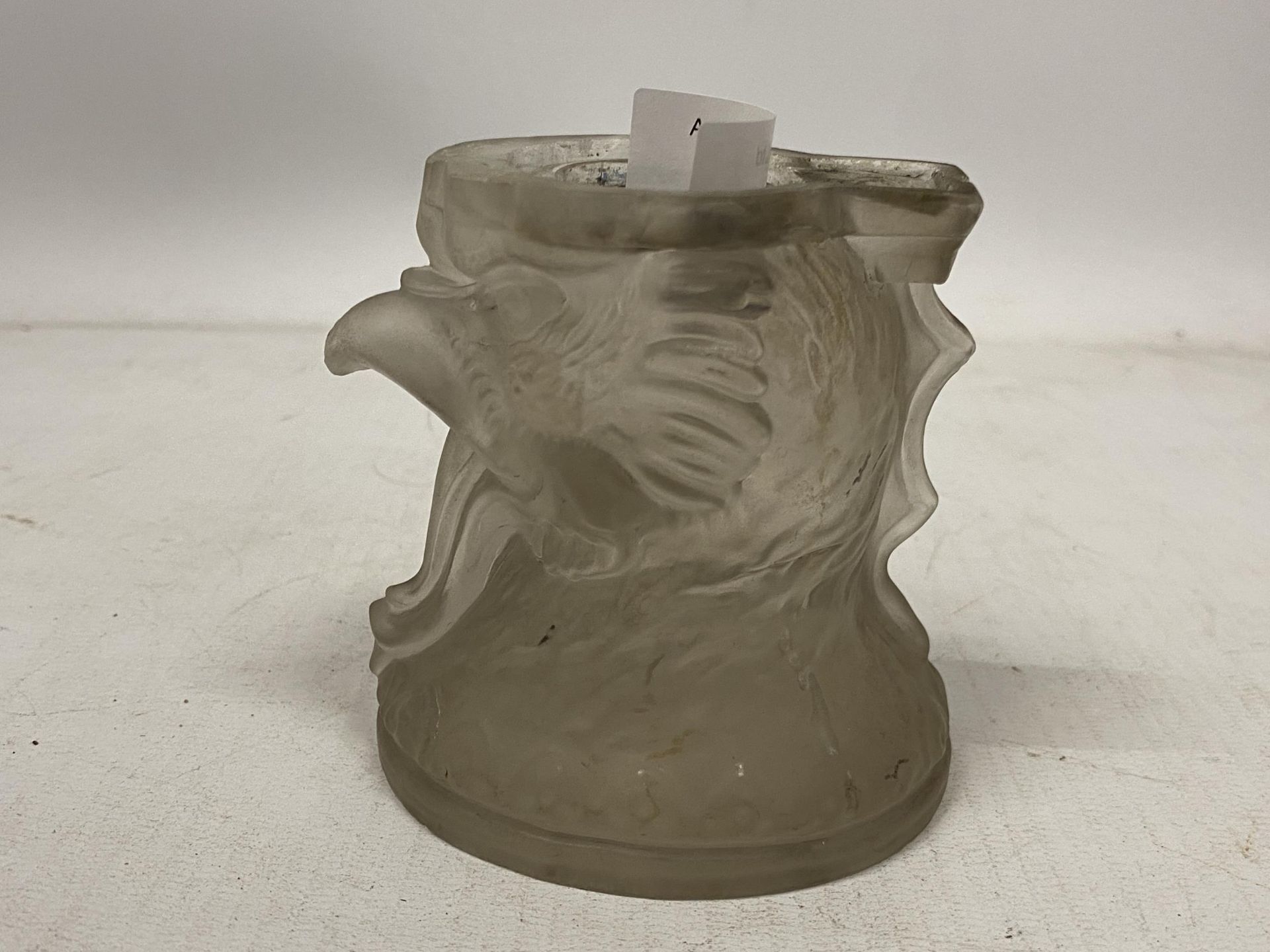 A VINTAGE FROSTED GLASS COCKEREL CANDLESTICK - Image 2 of 2