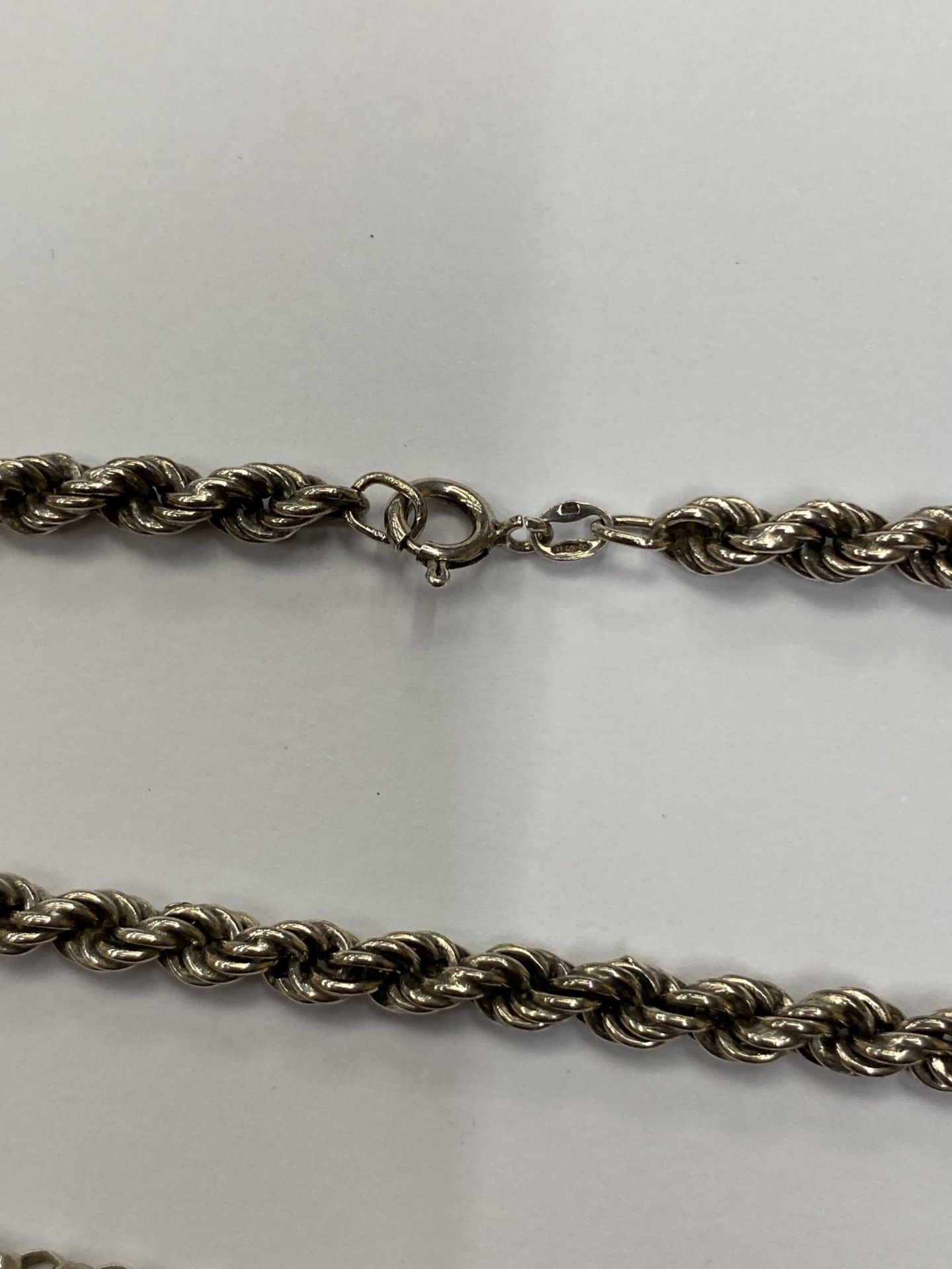 TWO SILVER WATCH CHAINS - Image 2 of 3