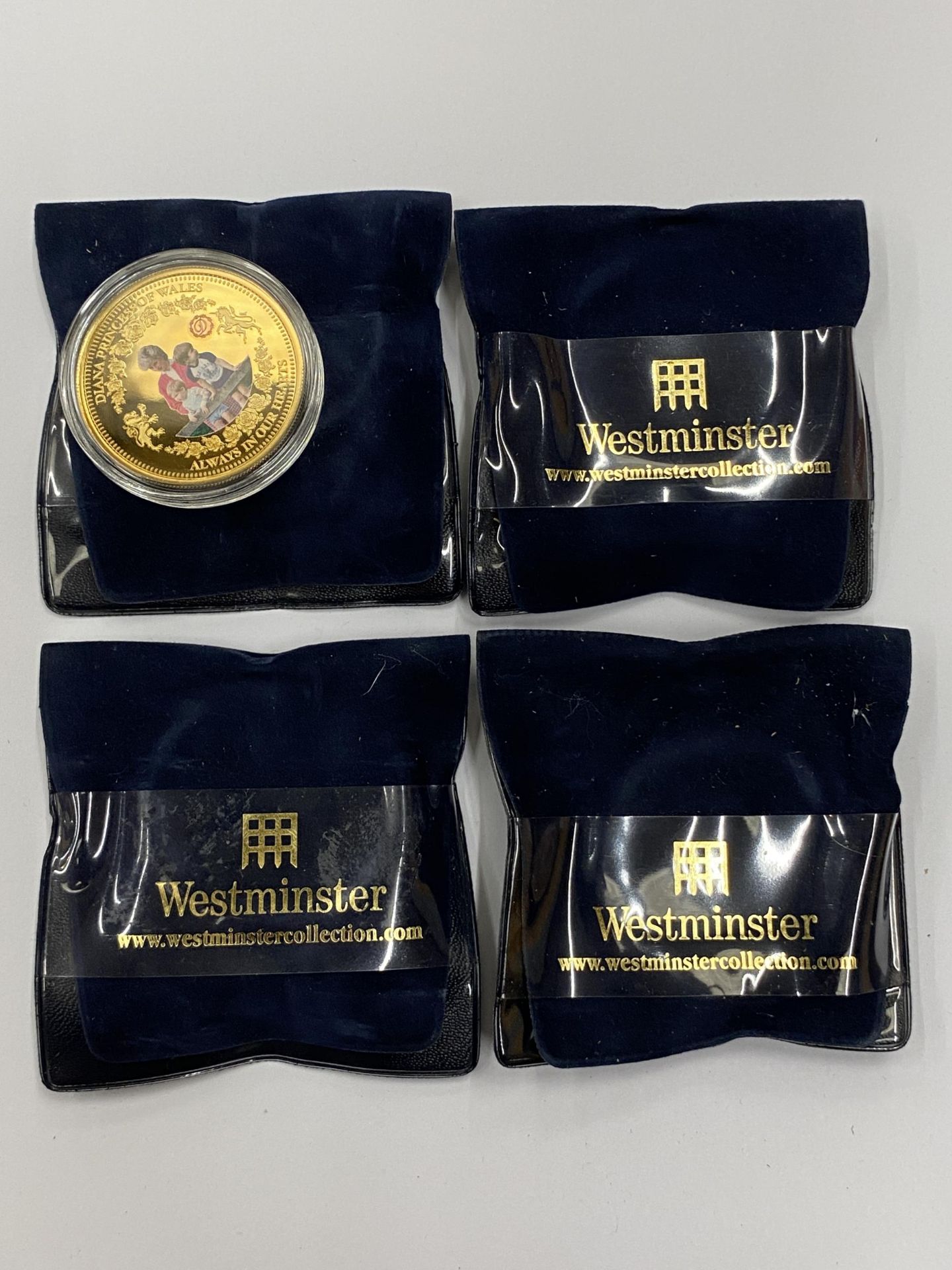 FOUR COMMEMORATIVE DIANA PROOF COINS