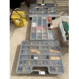 THREE PLASTIC HARDWARE CASES WITH A LARGE QUANTITY OF SCREWS
