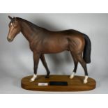 A BESWICK TROY HORSE MODEL ON WOODEN PLINTH BASE