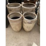 A SET OF FOUR AS NEW GRADUATED TWIN HANDLE TERRACOTTA PLANTERS (2 LRG AND TWO SMALL)