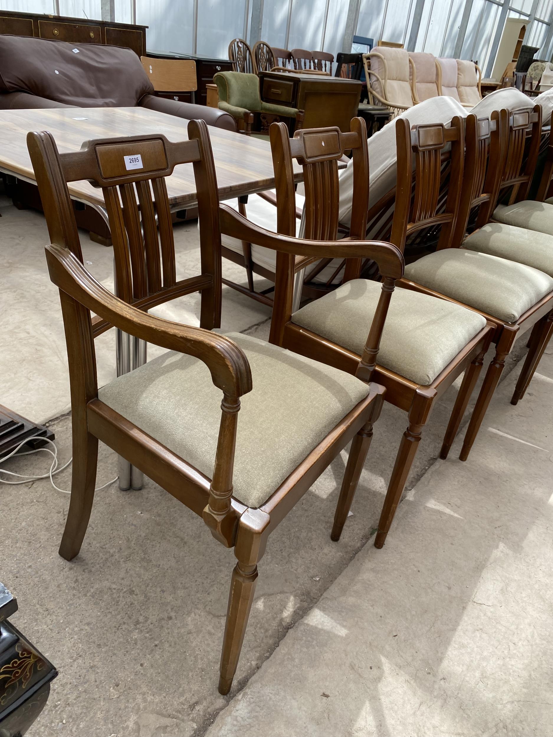 A SET OF SIX MAHOGANY DINING CHAIRS, TWO BEING CARVERS - Image 2 of 4