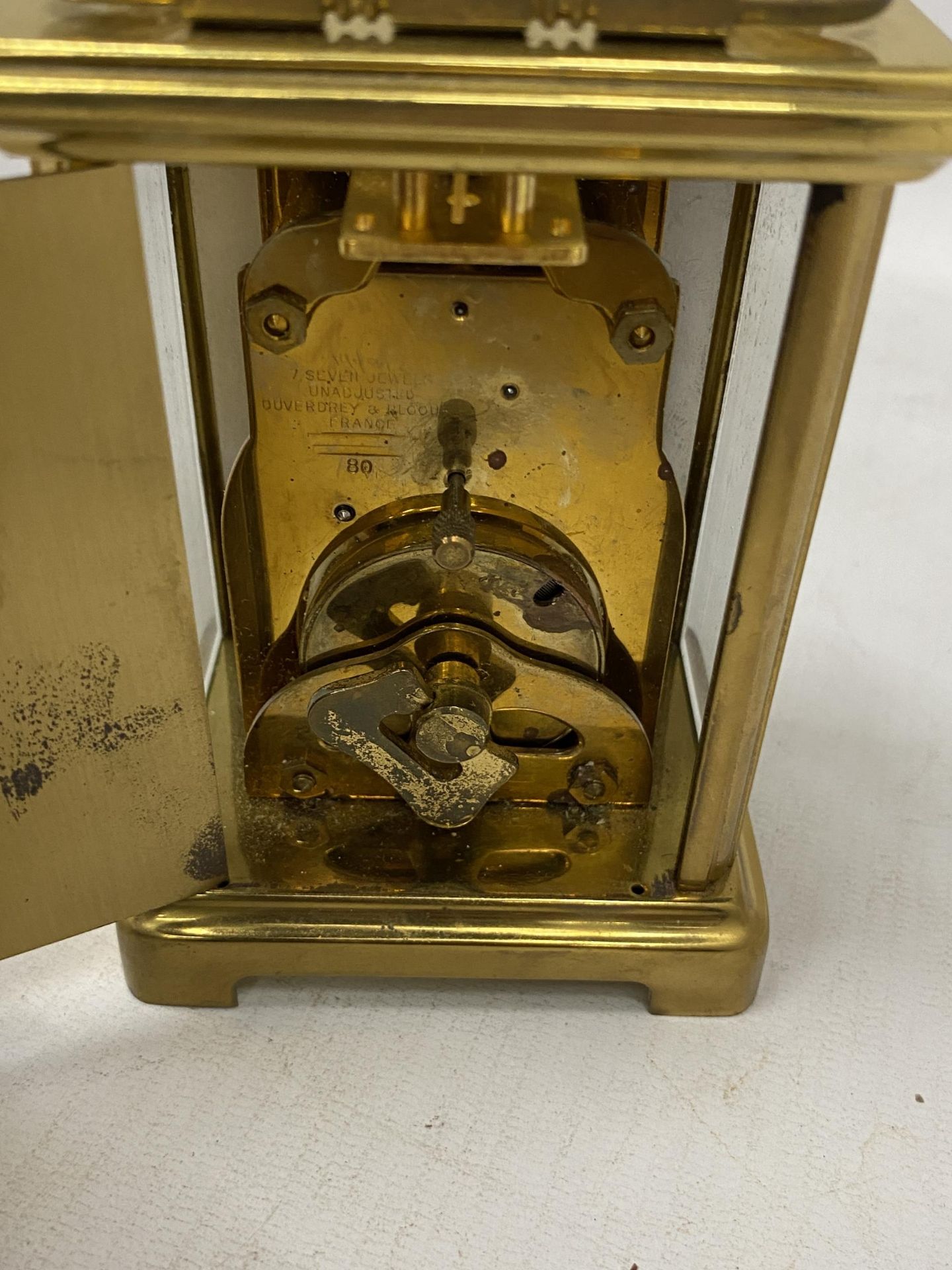 A FRENCH BAYARD 8 DAY BRASS CASED CARRIAGE CLOCK, HEIGHT 11.5CM - Image 4 of 4