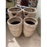 A SET OF FOUR AS NEW GRADUATED TWIN HANDLE TERRACOTTA PLANTERS (2 LRG AND TWO SMALL)