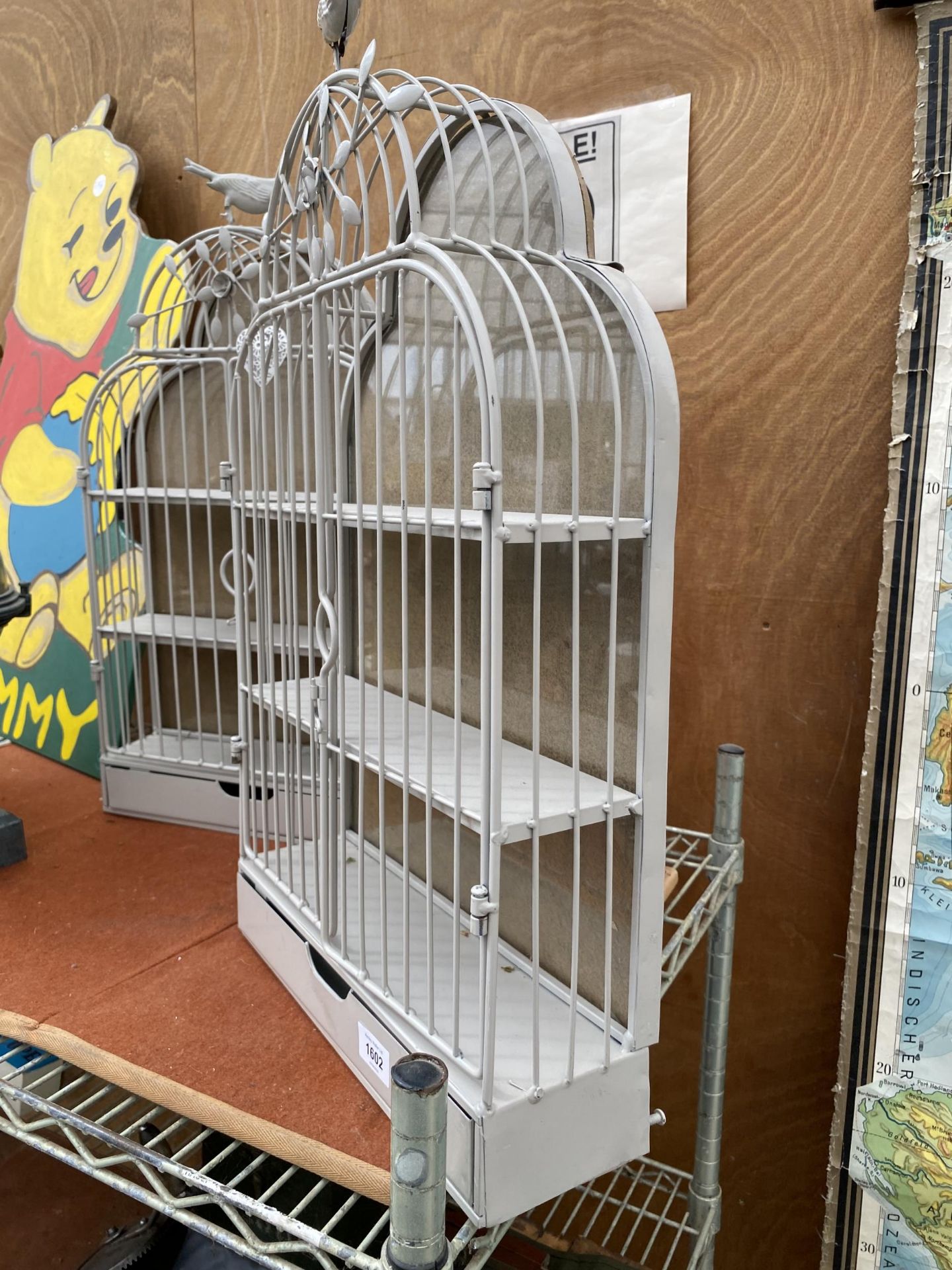 TWO METAL BIRD CAGE STYLE SHELVING UNITS - Image 2 of 3
