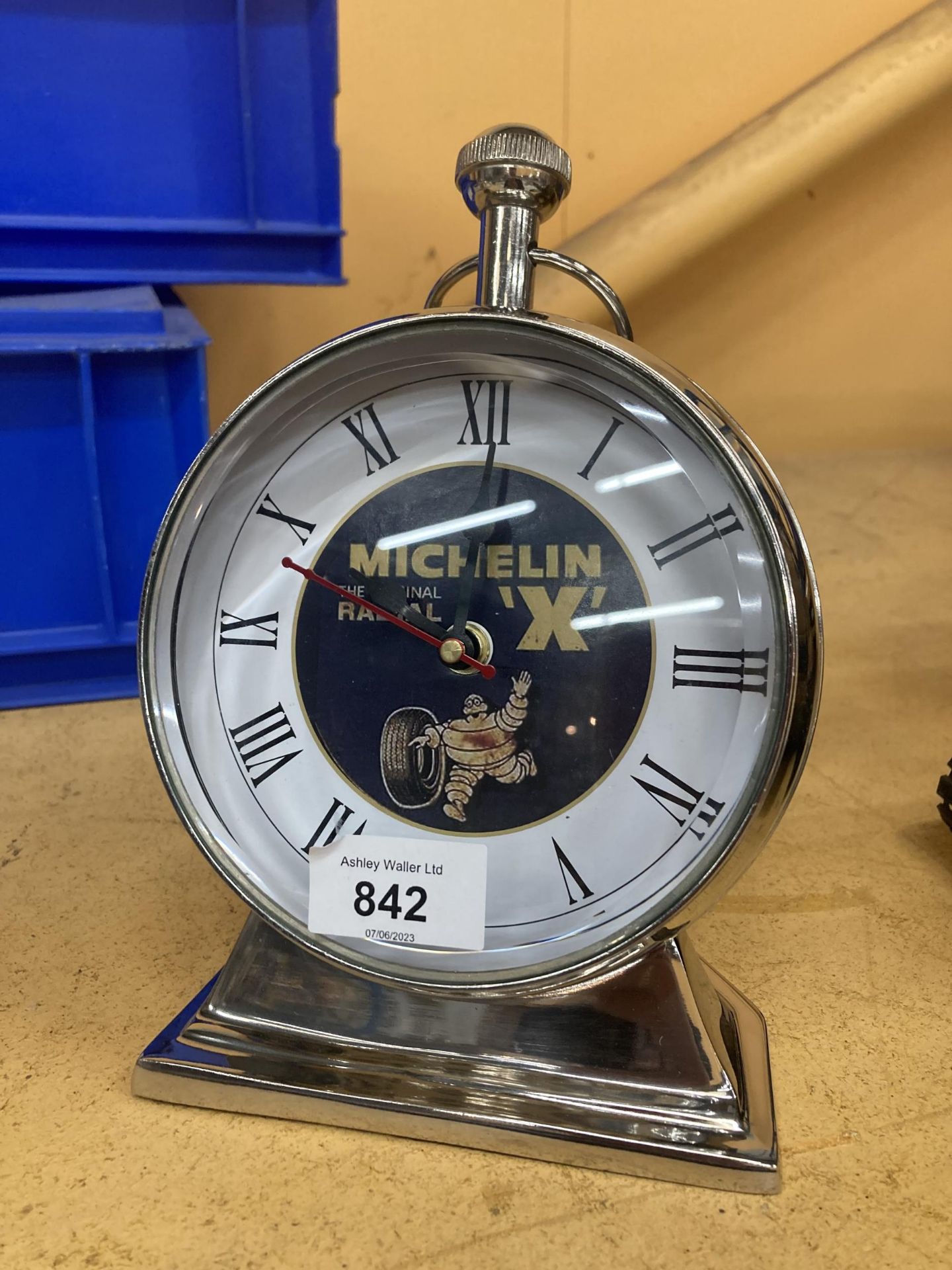 A CHROME 'MICHELIN' CLOCK