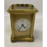 A FRENCH BAYARD 8 DAY BRASS CASED CARRIAGE CLOCK, HEIGHT 11.5CM