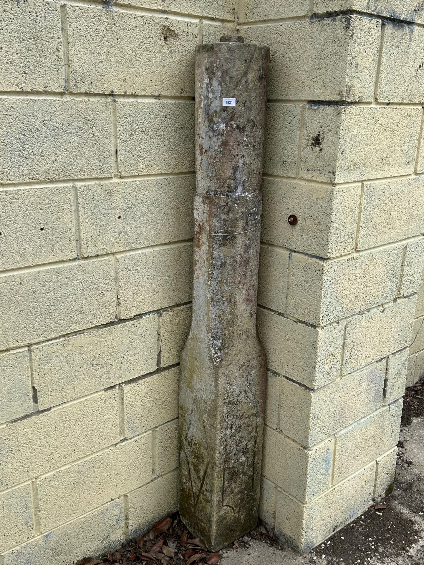 A VINTAGE INDIAN STONE TAPERED COLUMN, 69" HIGH