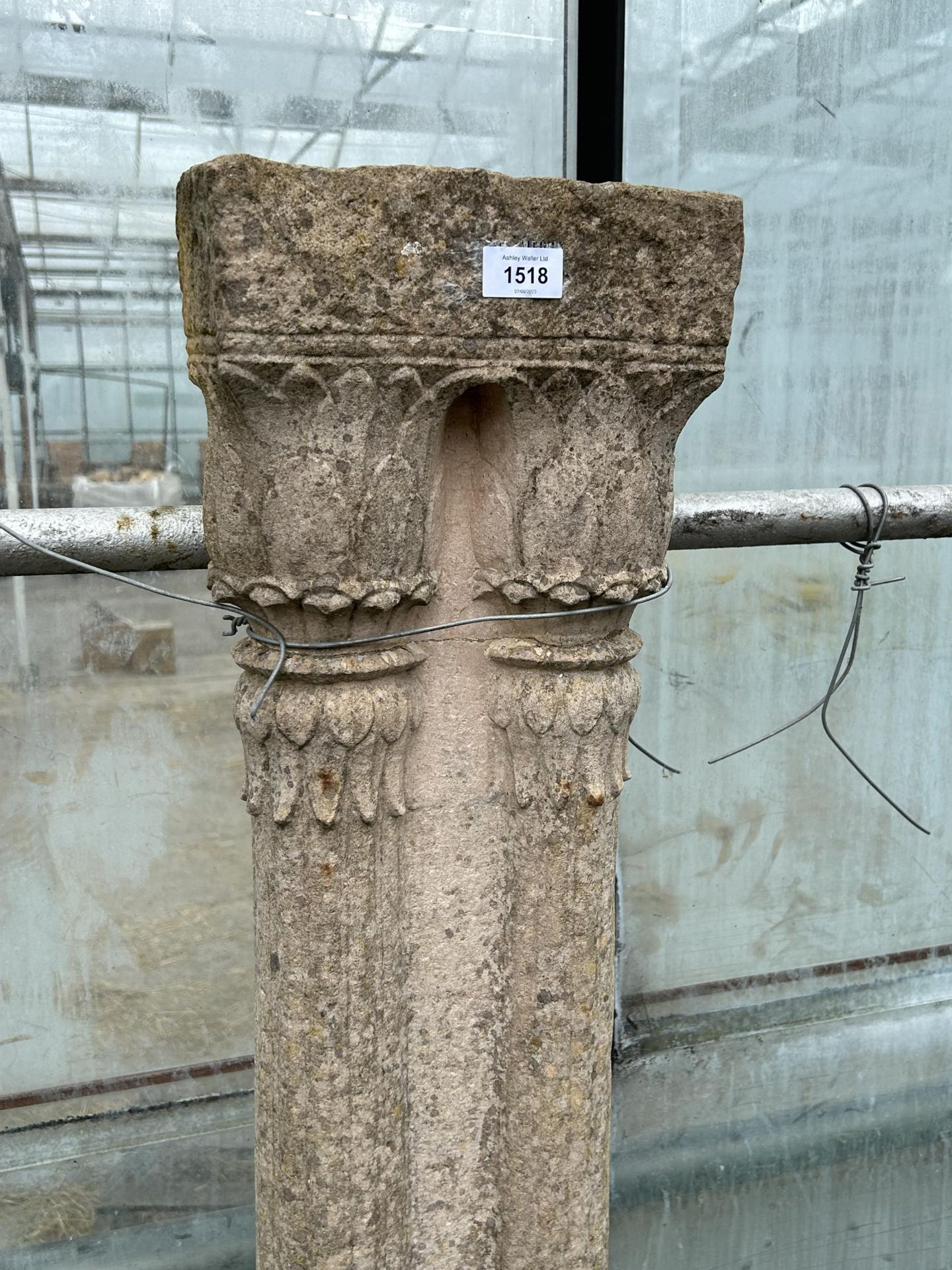 A VINTAGE INDIAN STONE DOUBLE 1/2 COLUMN 65 X 9.5"