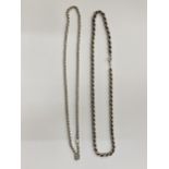 TWO SILVER WATCH CHAINS