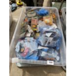 A BOX CONTAINING AN ASSORTMENT OF VARIOUS FISHING TACKLE TO INCLUDE BAIT PUNCHES AND LEGER RINGS ETC