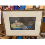 A FRAMED RUSSELL FLINT PRINT OF A NUDE LADY