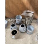 AN ASSORTMENT OF GARDEN ITEMS TO INCLUDE MESH TRUGS AND PLANT POTS ETC