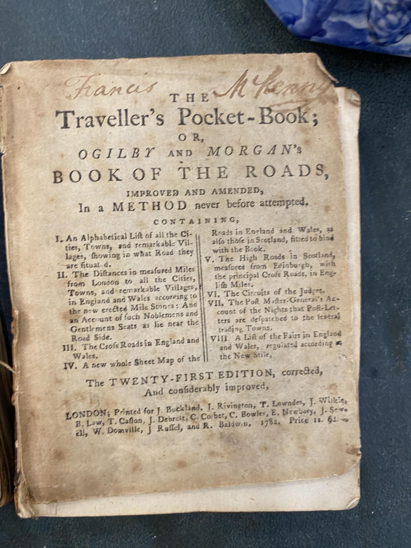 THREE ANTIQUARIAN TRAVEL BOOKS OF ROADS INCLUDING 'THE TRAVELLER'S POCKET BOOK' BY OGILBY AND - Image 2 of 2