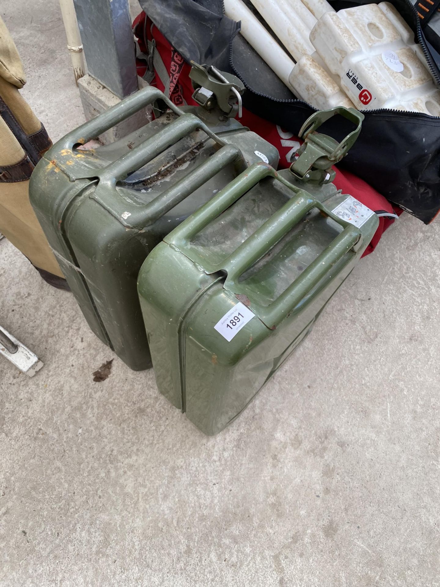 TWO GREEN METAL JERRY CANS - Image 2 of 2