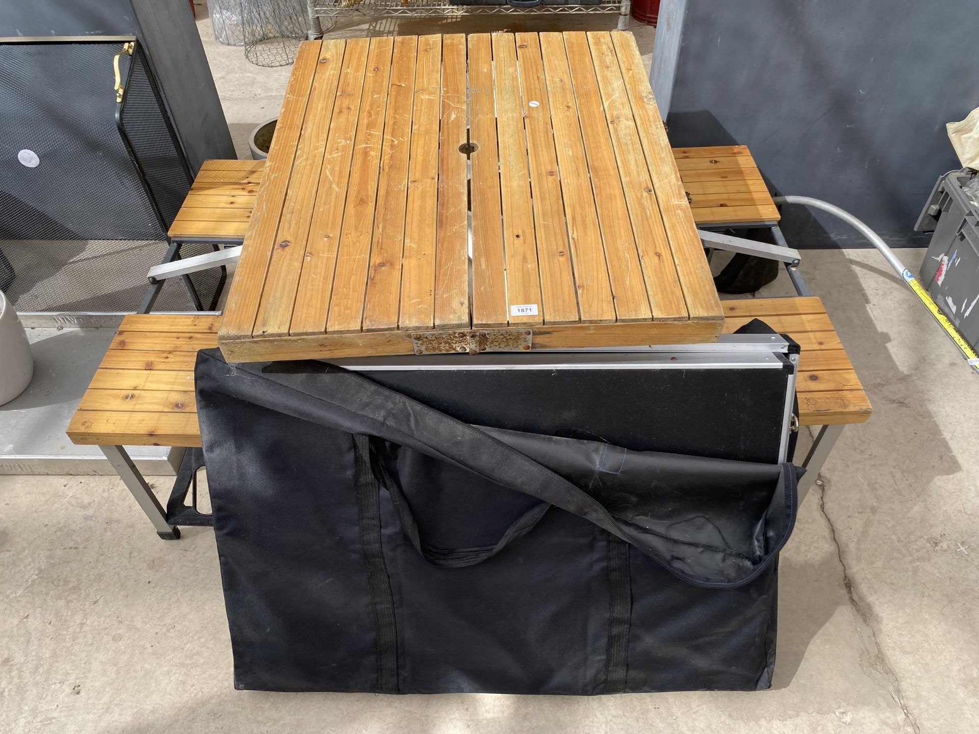 TWO FOLDING PICNIC TABLES