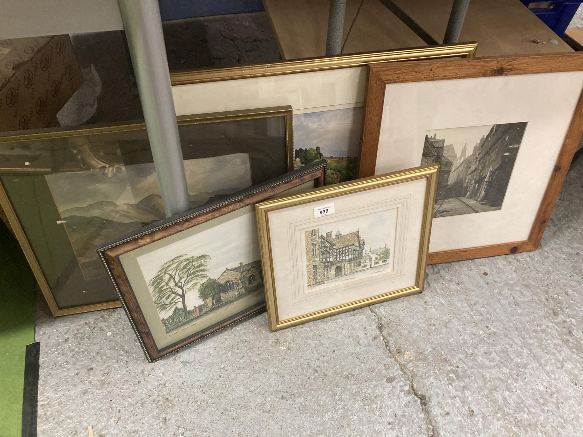 THREE FRAMED WATERCOLOURS TO INCLUDE ST MICHAEL'S CHURCH, FLIXTON, SIGNED J DOBSON, A MOUNTAIN