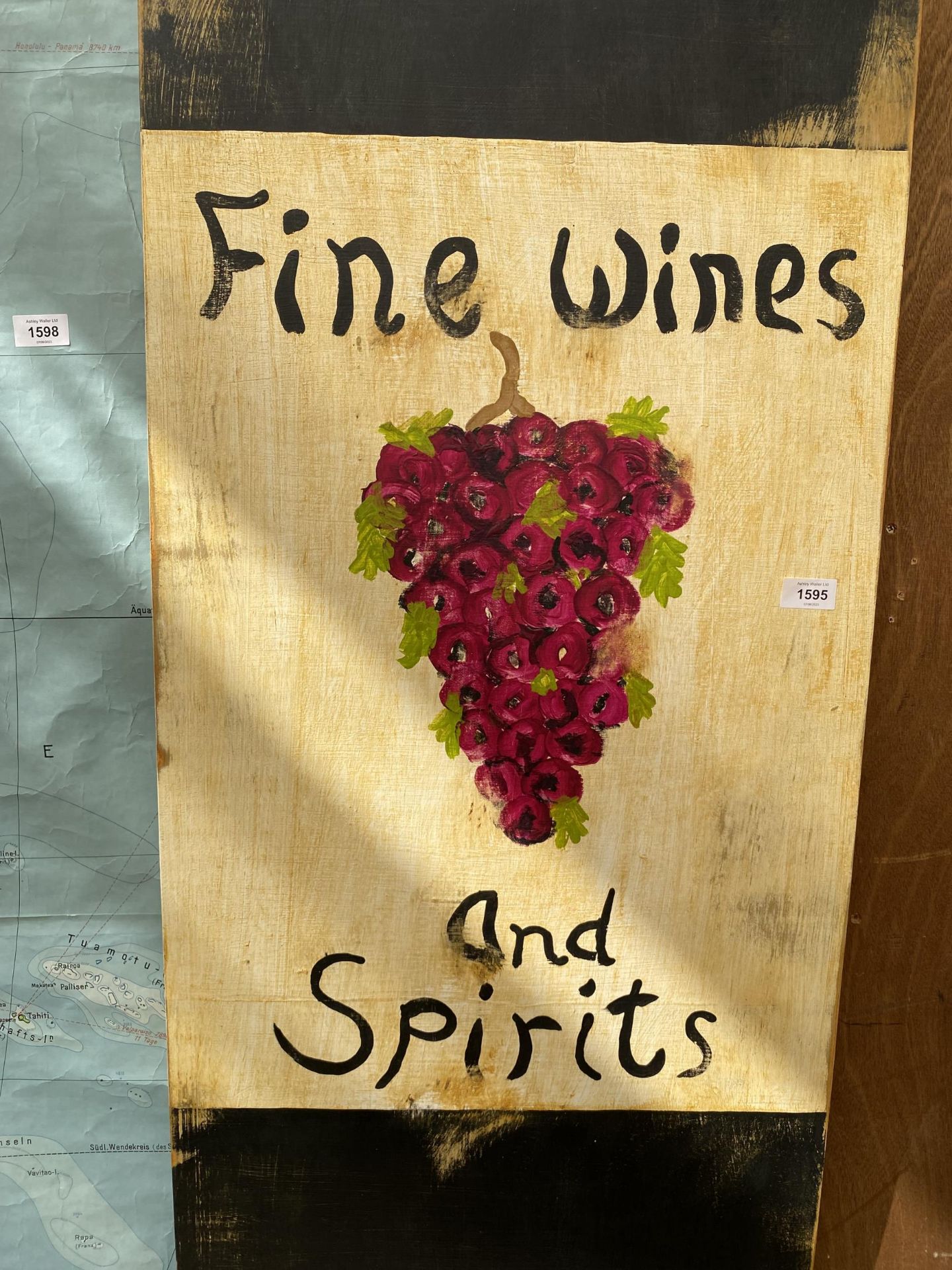 A WOODEN PAINTED WINE SHOP SIGN (175CM x 50CM) - Image 2 of 3