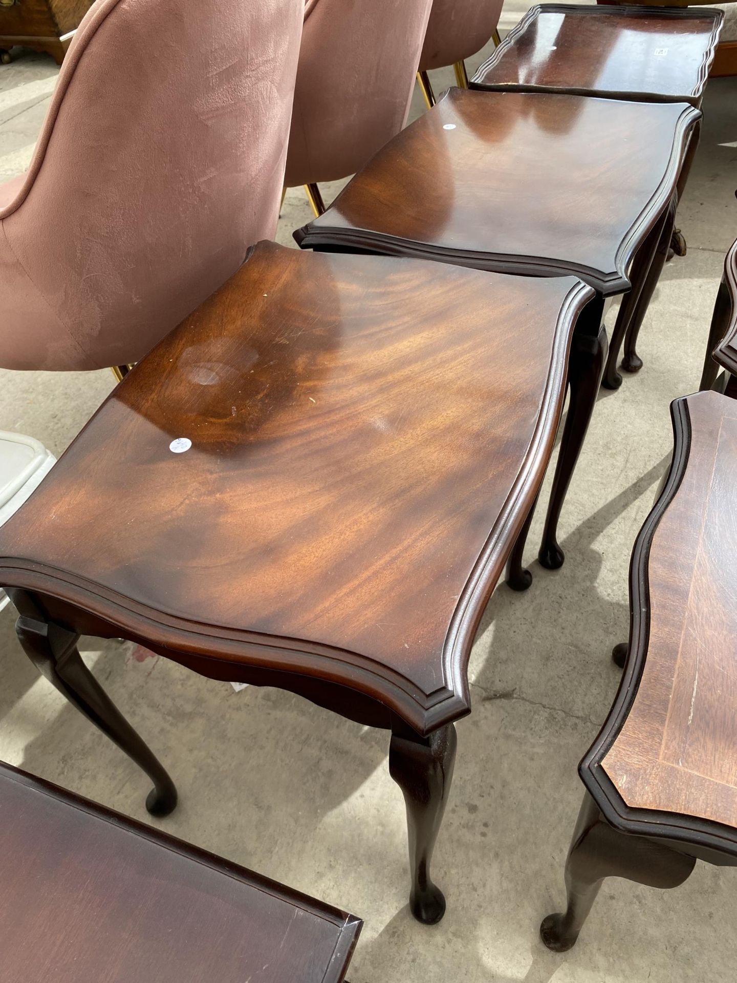 TWO PAIRS OF MAHOGANY LAMP TABLES ON CABRIOLE LEGS - Image 2 of 3