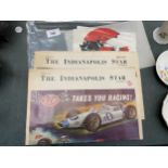 A QUANTITY OF VINTAGE INDIANAPOLIS RACING POSTERS AND TRANSFERS