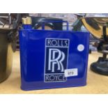 A ROYAL BLUE 'ROLLS ROYCE' FUEL CAN