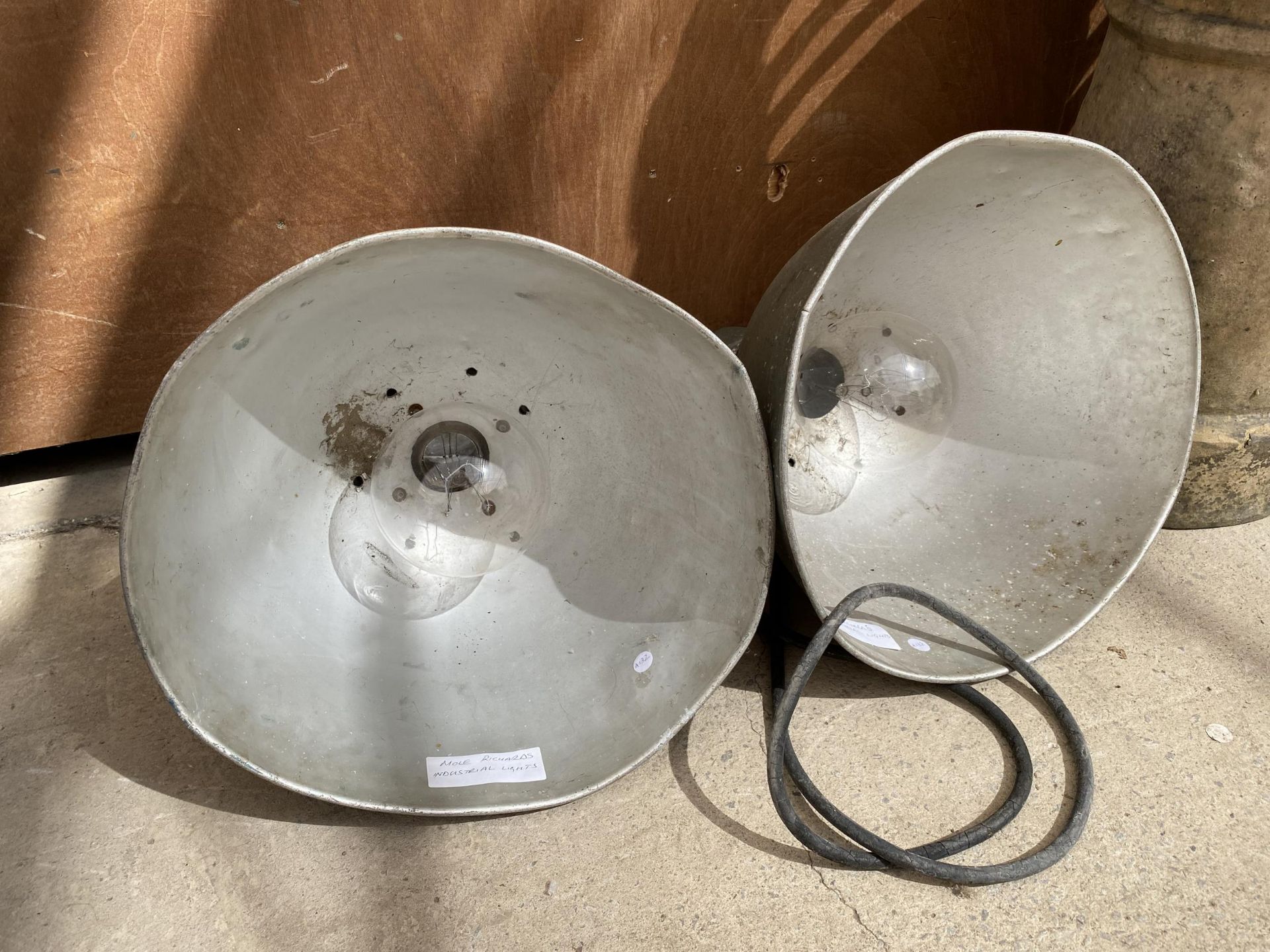 A PAIR OF VINTAGE MOLE RICHARDS INDUSTRIAL LIGHTS - Image 2 of 4
