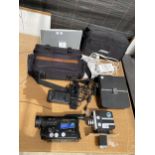AN ASSORTMENT OF ELECTRICAL EQUIPMENT TO INCLUDE A PANASONIC CAMCORDER AND A BOSE DOCKING STATION