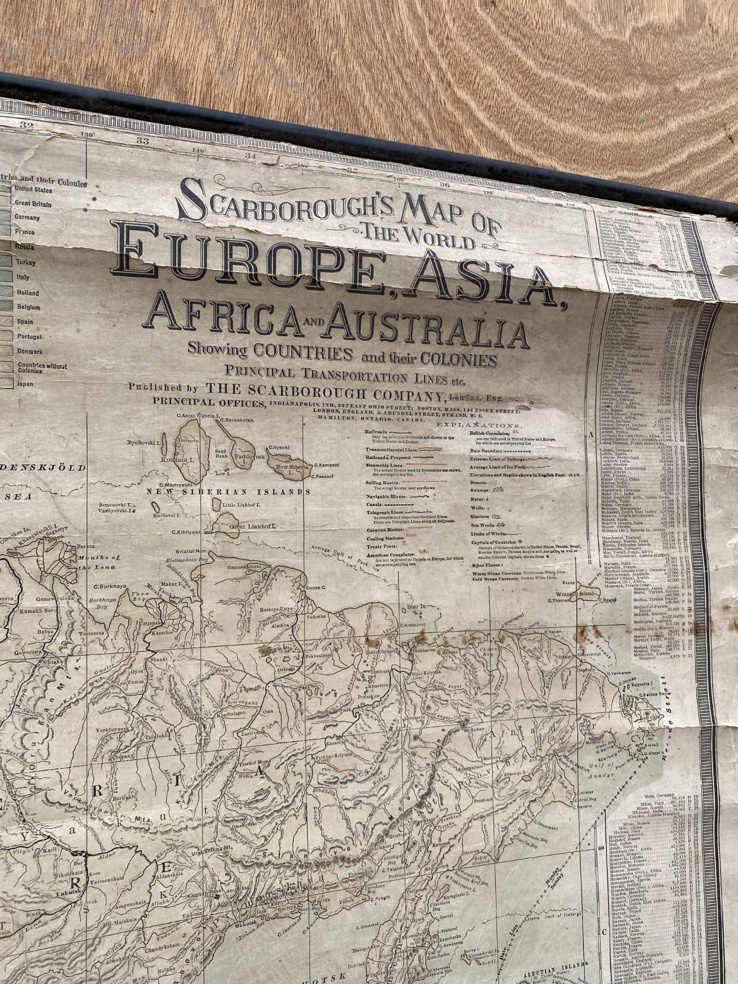 A VINTAGE SCROLL MAP OF EUROPE, ASIA, AFRICA AND AUSTRALLIA - Image 2 of 3