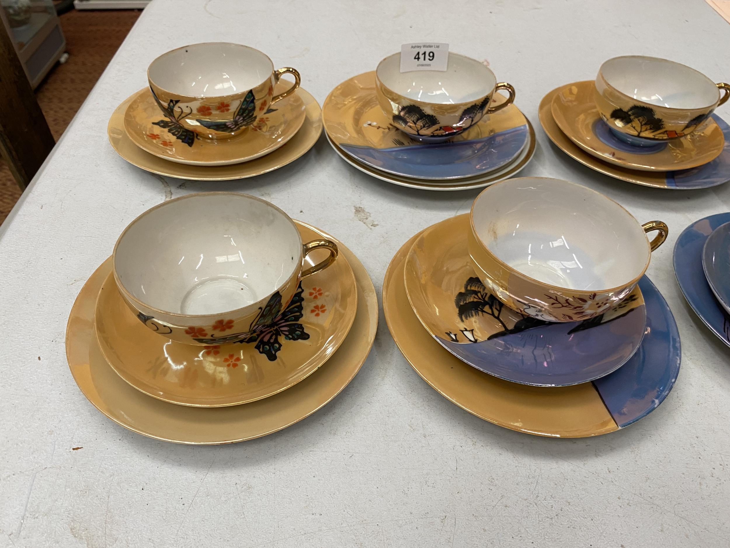 A JAPANESE EGGSHELL PORCELAIN PART TEA SET AND BLUE AND WHITE RICE BOWL - Image 2 of 3