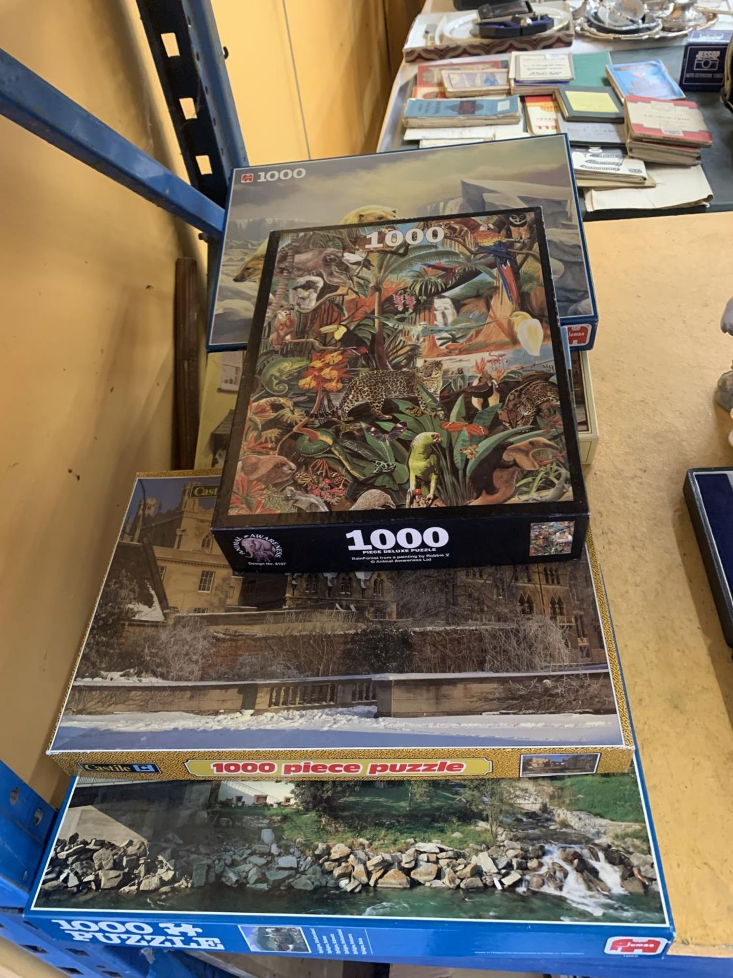 A QUANTITY OF 1000 PIECE JIGSAW PUZZLES TO INCLUDE WILDLIFE, ETC - 7 IN TOTAL