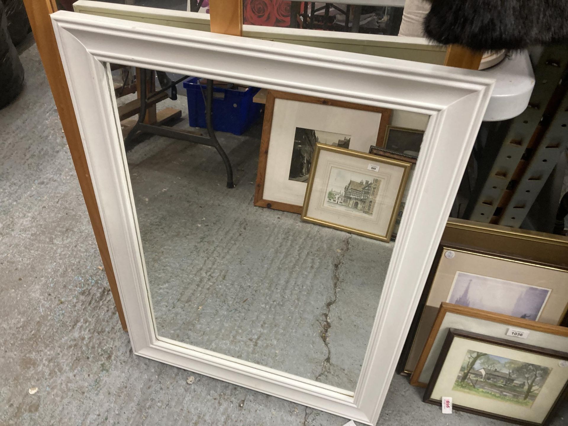 THREE MODERN MIRRORS, TWO WITH PINE FRAMES THE OTHER A WHITE FRAME - Image 2 of 2