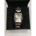 A BOXED GENTS AMADEUS TANK STYLE WATCH, WORKING WHEN CATALOGUED BUT NO WARRANTIES GIVEN