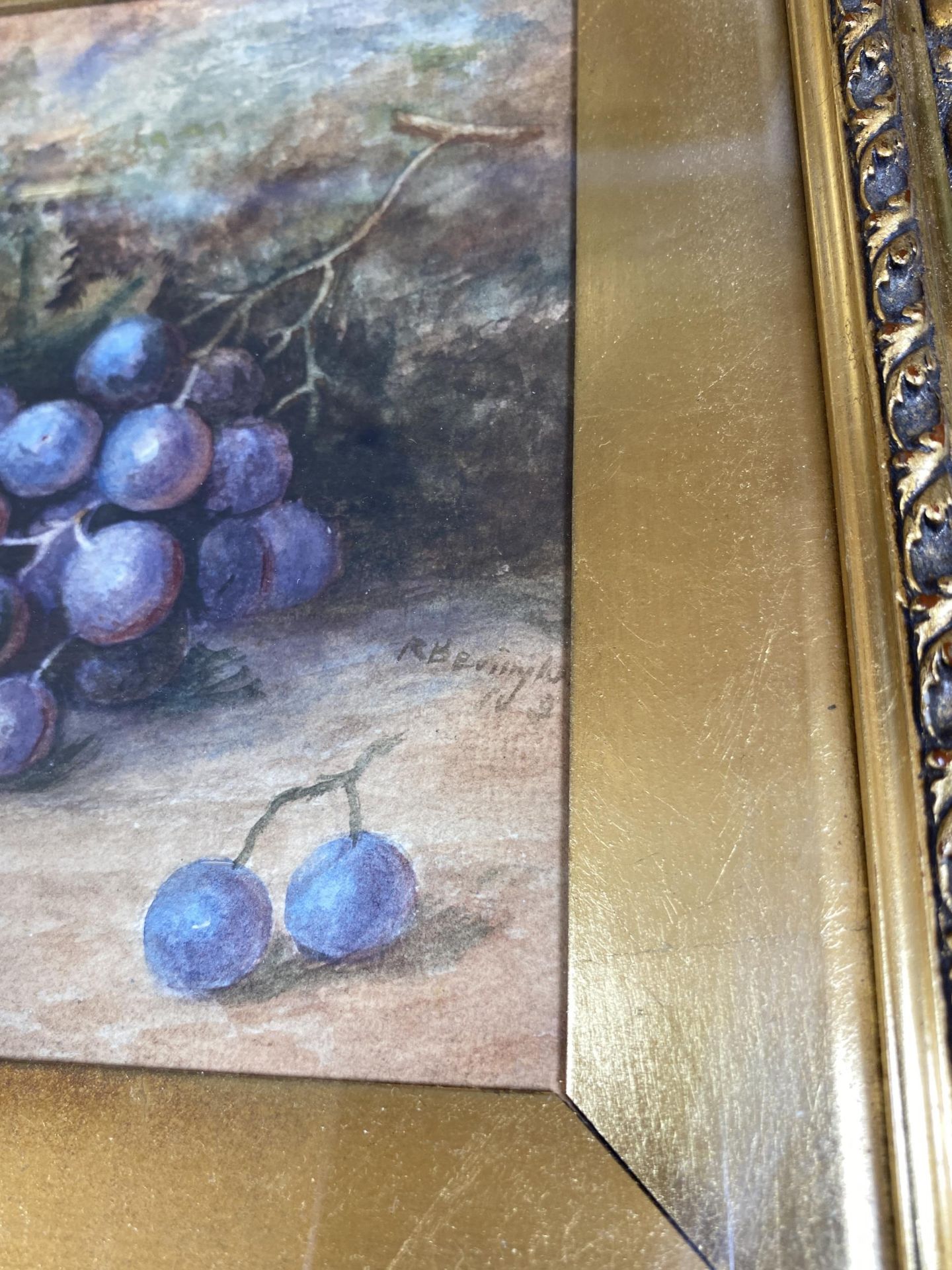 A PAIR OF RAYMOND BEVINGTON, (ROYAL WORCESTER ARTIST), ORIGINAL WATERCOLOURS IN DECORATIVE GILT - Image 5 of 9