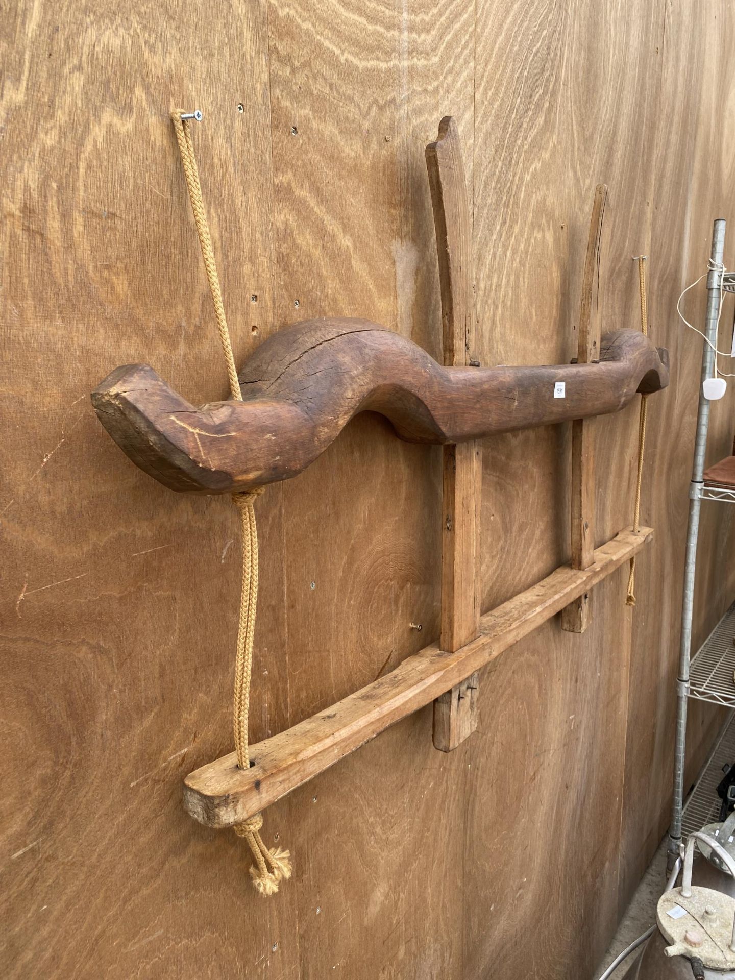 A VINTAGE WALL SHELF CREATED USING A WOODEN YOKE - Image 2 of 3