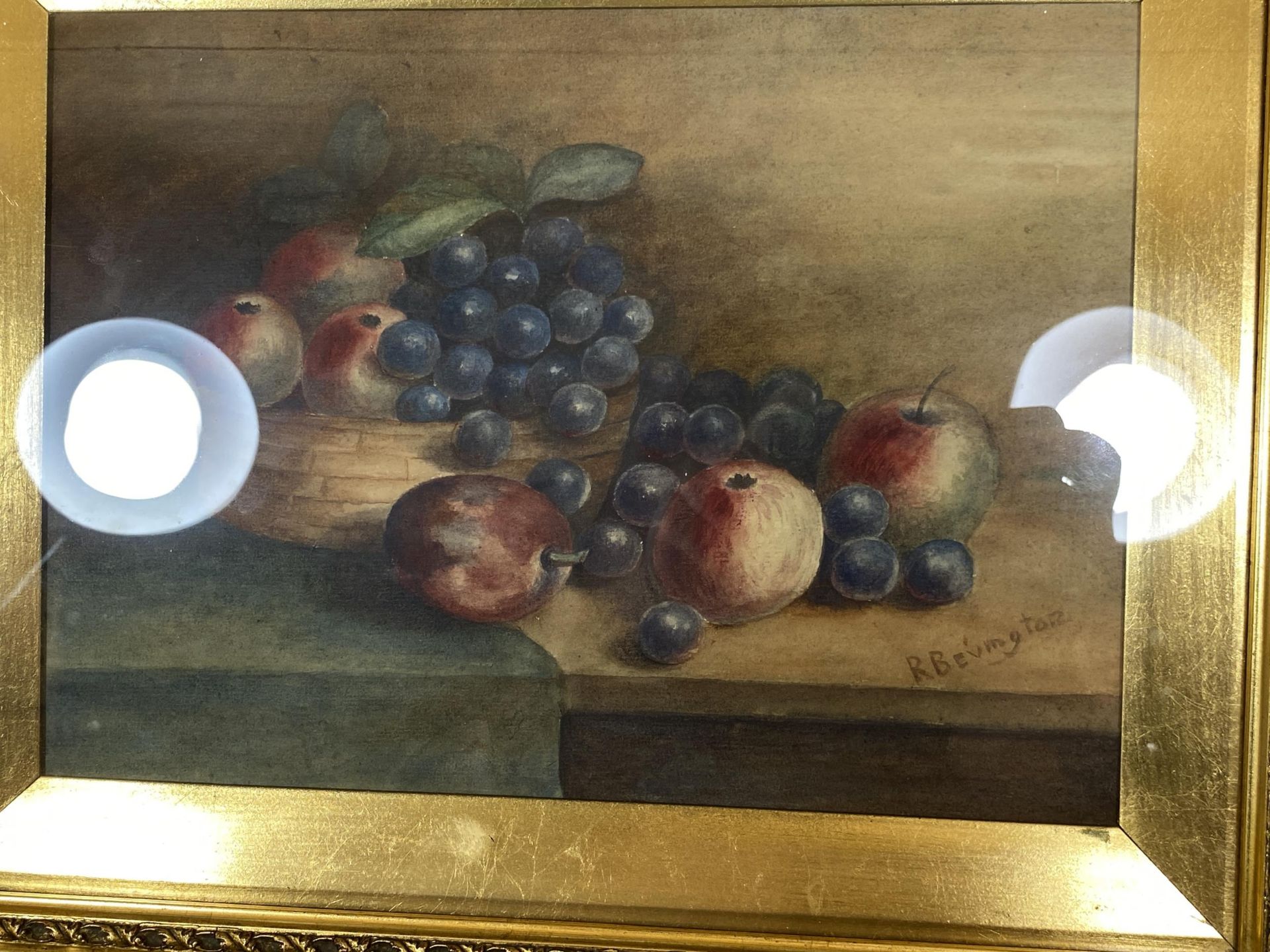 A PAIR OF RAYMOND BEVINGTON, (ROYAL WORCESTER ARTIST), ORIGINAL WATERCOLOURS IN DECORATIVE GILT - Image 4 of 8