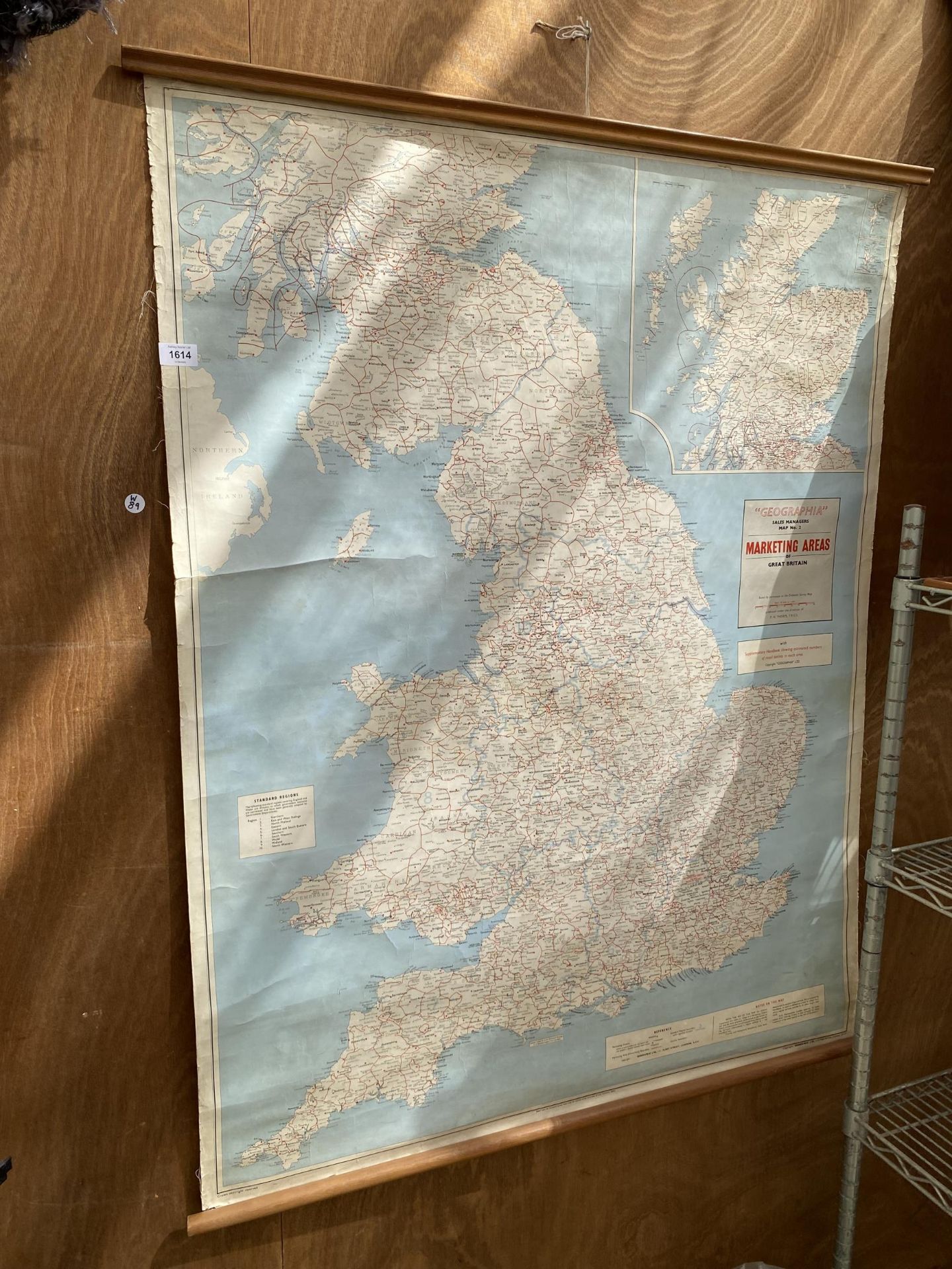 A VINTAGE 'GEOGRAPHIA' MARKETING AREAS OF GREAT BRITAIN MAP