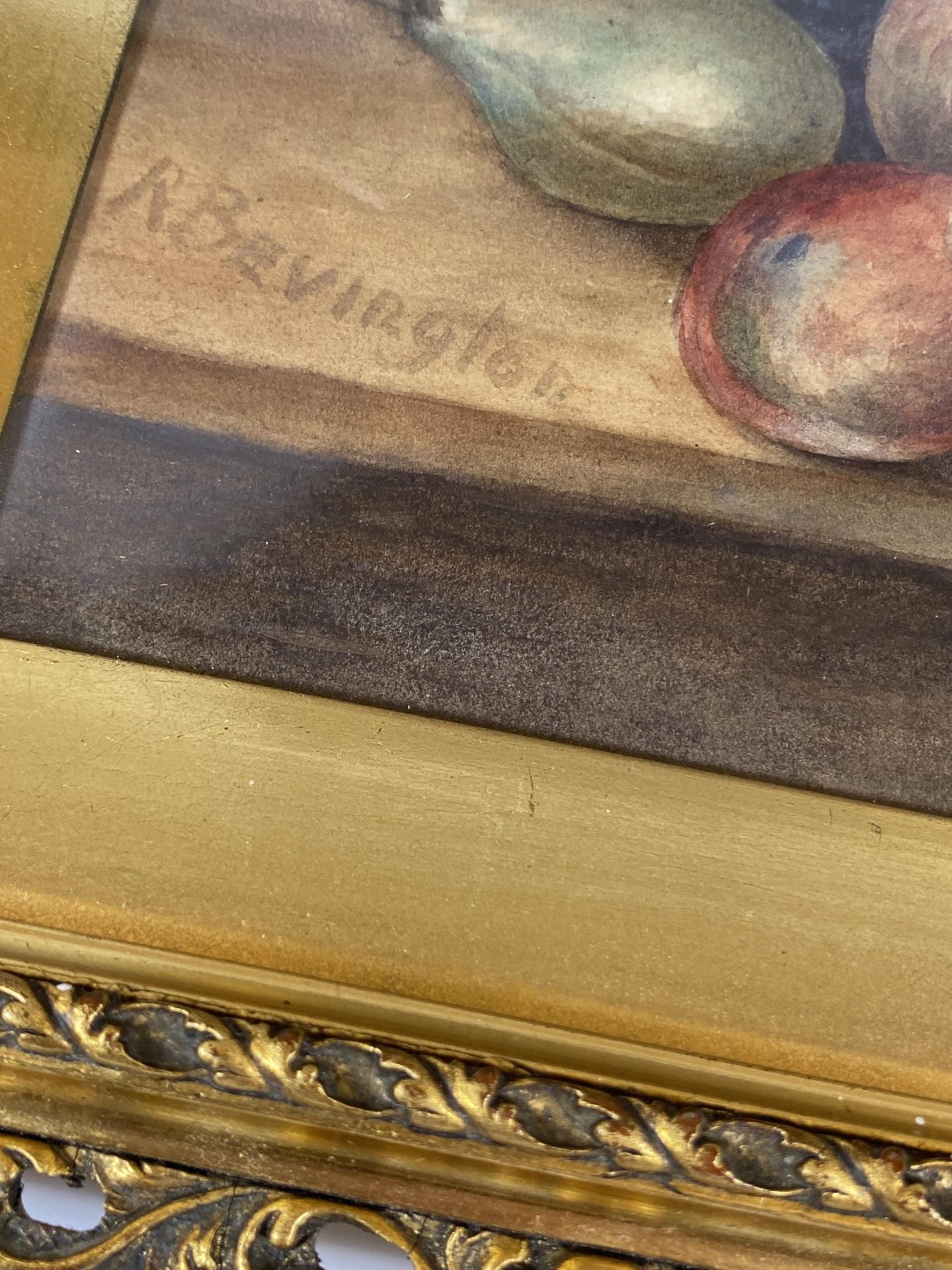 A PAIR OF RAYMOND BEVINGTON, (ROYAL WORCESTER ARTIST), ORIGINAL WATERCOLOURS IN DECORATIVE GILT - Image 3 of 8