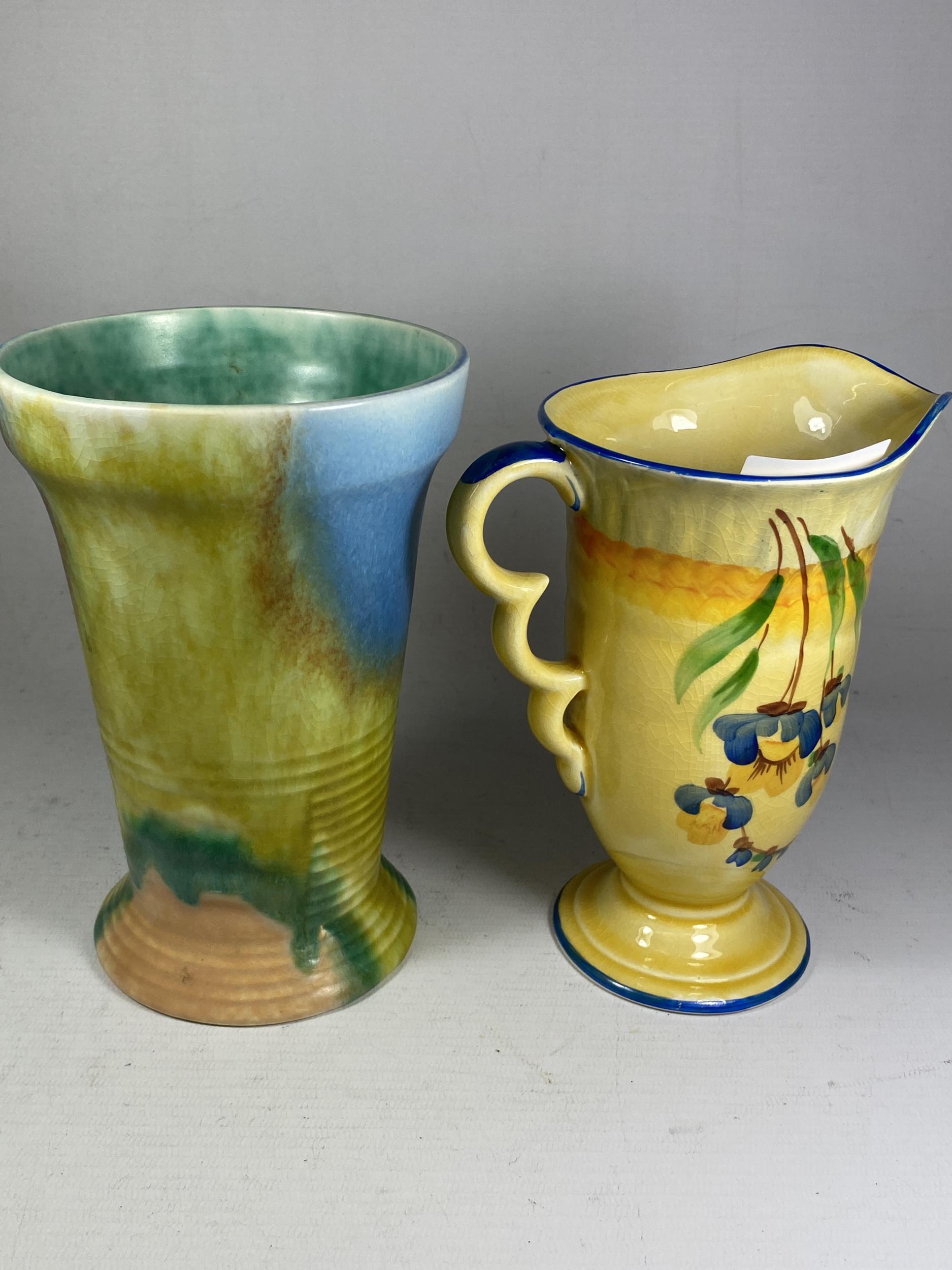 TWO ART DECO DESIGN POTTERY VASES TO INCLUDE A BESWICK EXAMPLE - Image 2 of 4