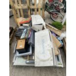 AN ASSORTMENT OF HOUSEHOLD CLEARANCE ITEMS TO INCLUDE PRINTS AND ELECTRICALS ETC