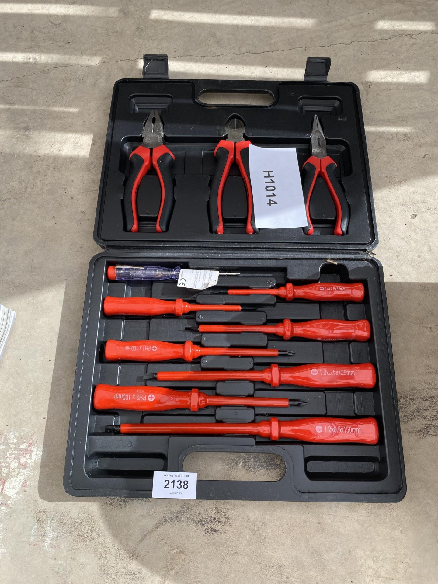 A CASED PLIER AND SCREW DRIVER SET