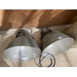 A PAIR OF VINTAGE MOLE RICHARDS INDUSTRIAL LIGHTS