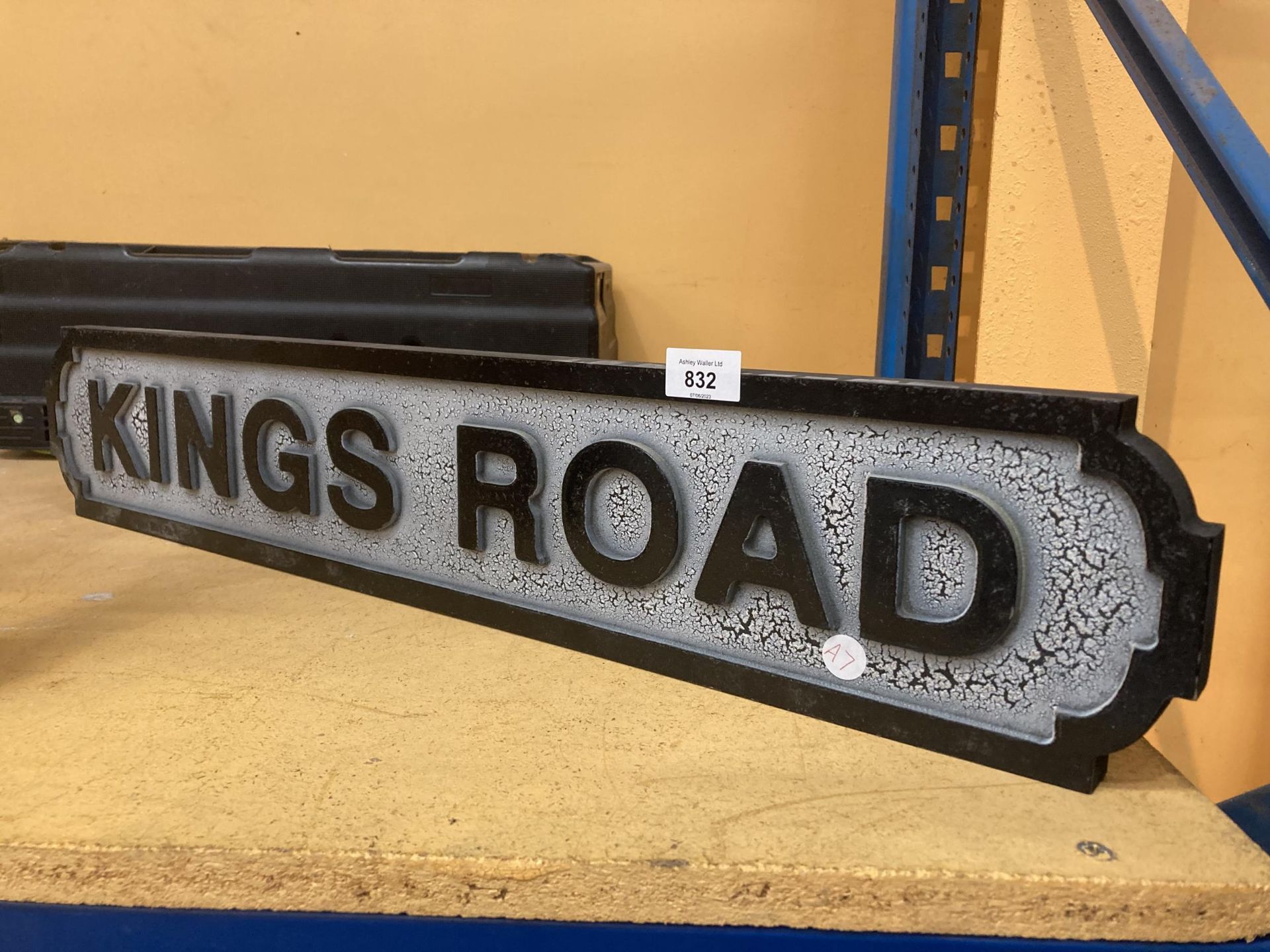 A WOODEN 'KINGS ROAD' SIGN 78CM X 14CM