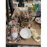 A QUANTITY OF VINTAGE CROWN DOUGLAS TRIOS AND A SUGAR BOWL, A VICTORIAN TEAPOT AND STAND, BOHEMIA